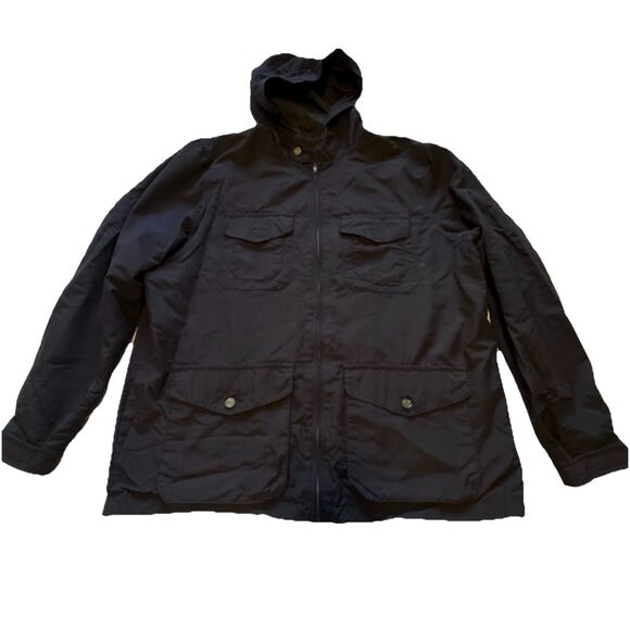 Lands’ End Men’s Hooded Utility Jacket Navy Blue Size Large 42-44 Nylon Pockets - Picture 1 of 12